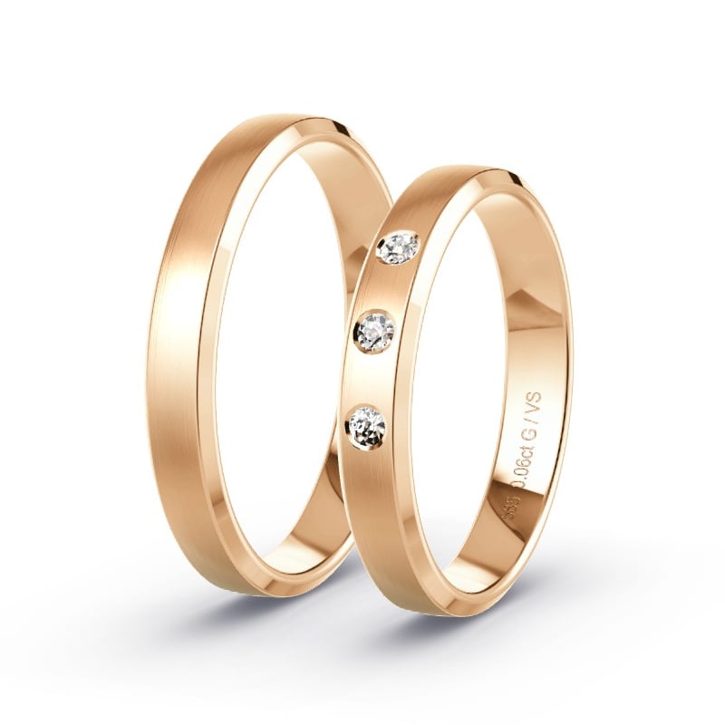 Wedding Rings Apricot Gold - 0.06ct Diamonds - Model N°1603