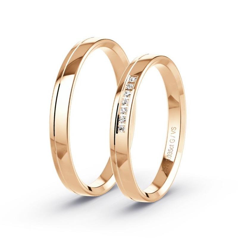 Wedding Rings Apricot Gold - 0.035ct Diamonds - Model N°1621