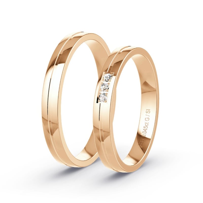 Wedding Rings Apricot Gold - 0.045ct Diamonds - Model N°1646